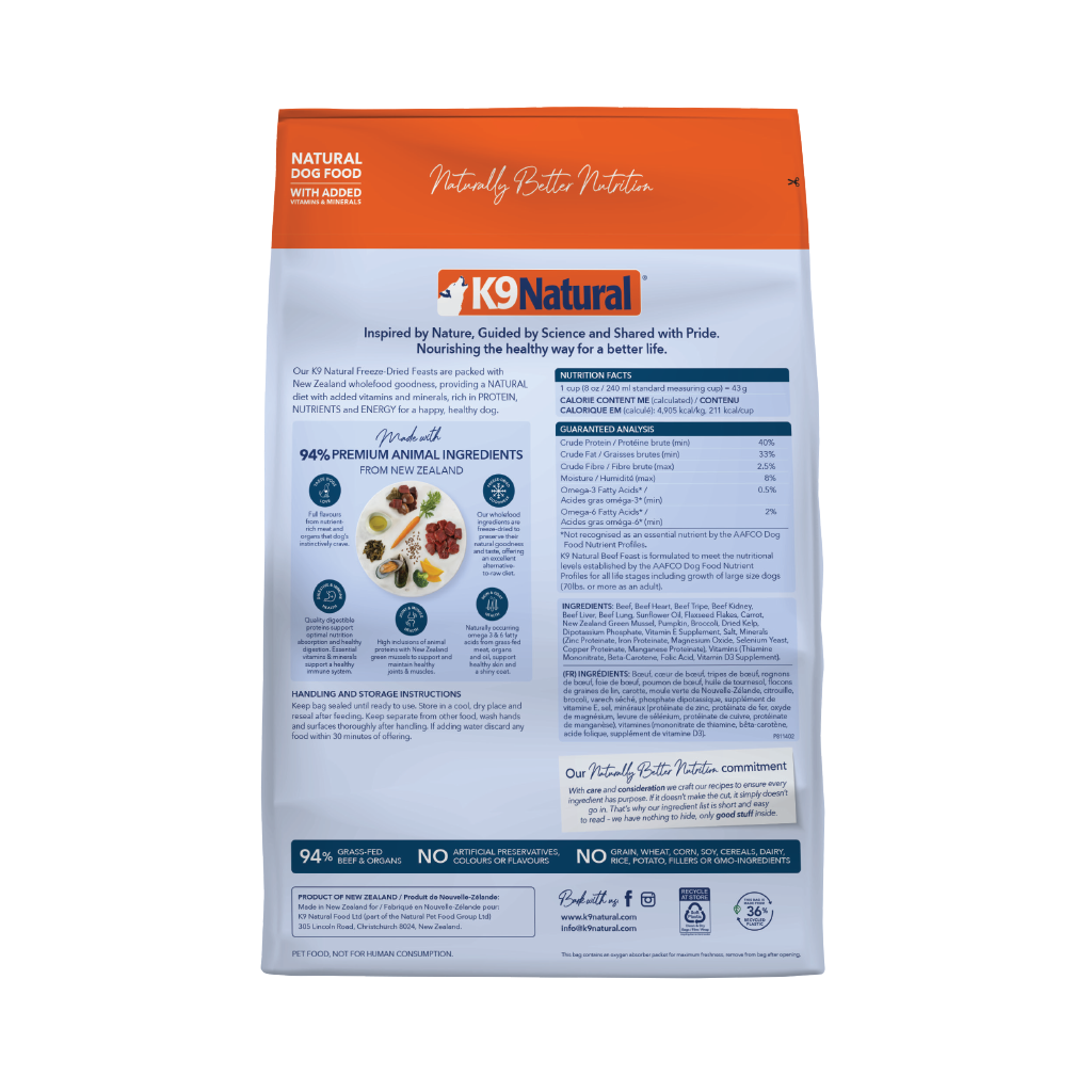 K9 Natural Freeze Dried Beef Feast (1.8kg)