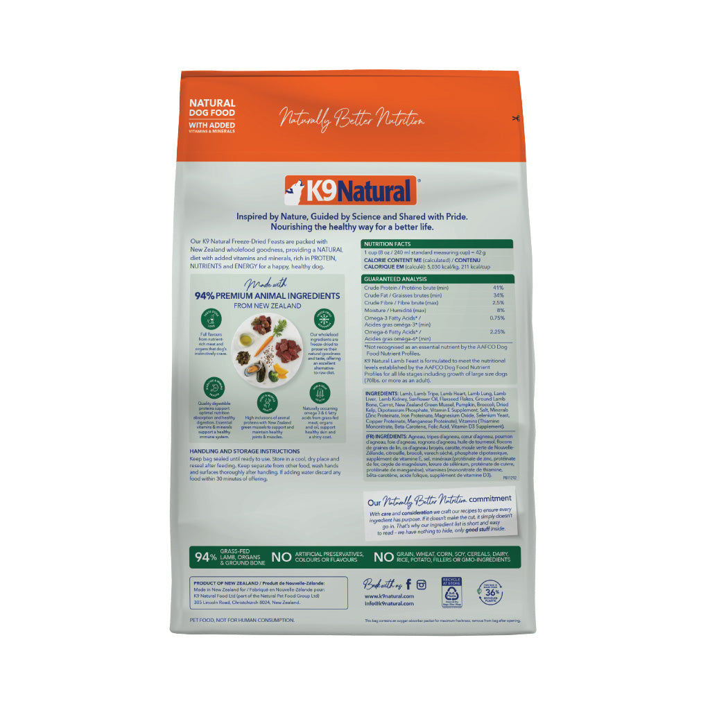 K9 Natural Freeze Dried Lamb Feast (1.8kg)