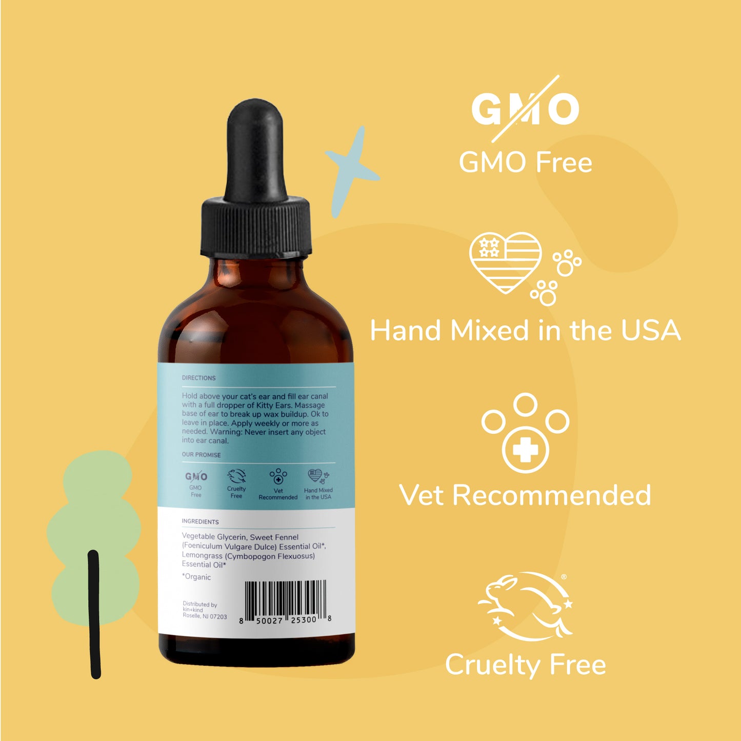 kin+kind Natural Kitty Ear Cleaner (Leave-in cleanse and relief)
