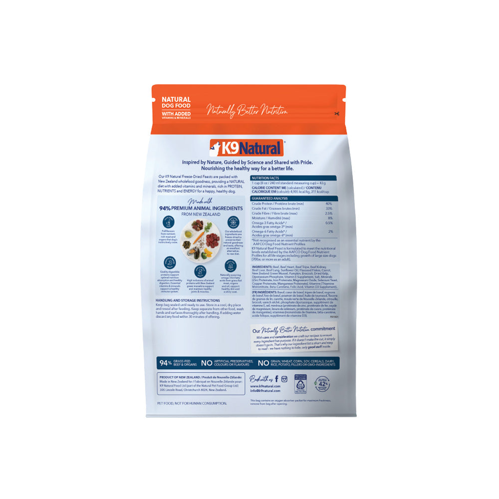 K9 Natural Freeze Dried Beef Feast (500g)