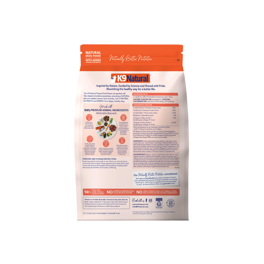 K9 Natural Freeze Dried Lamb & King Salmon Feast (500g)