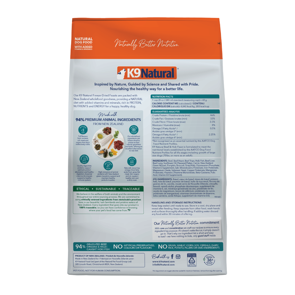 K9 Natural Freeze Dried Beef & Hoki Feast (3.6kg)