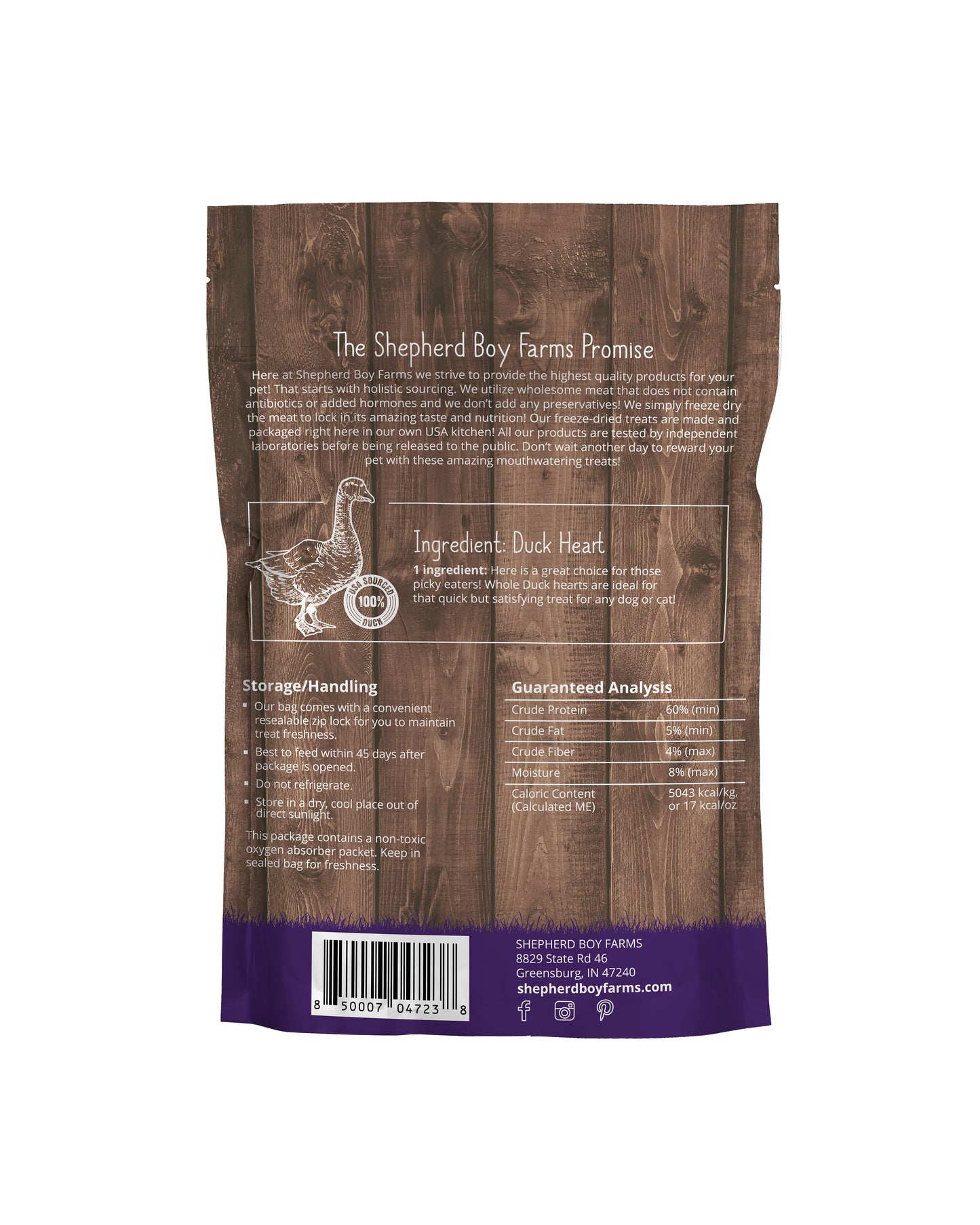 Shepherd Boy Farms Freeze Dried Duck Hearts Treats 3oz