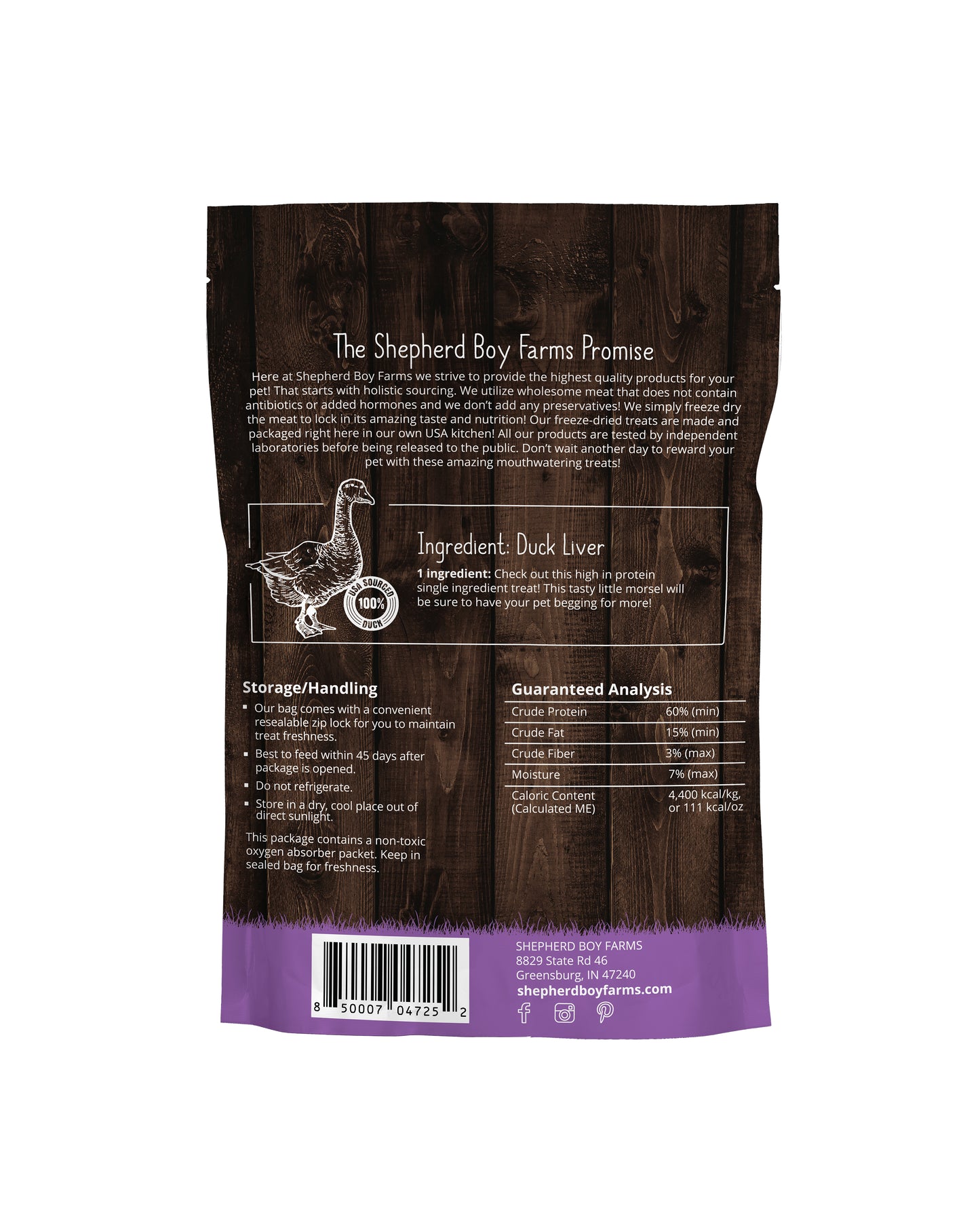 Shepherd Boy Farms Freeze Dried Duck Liver Treats 3oz