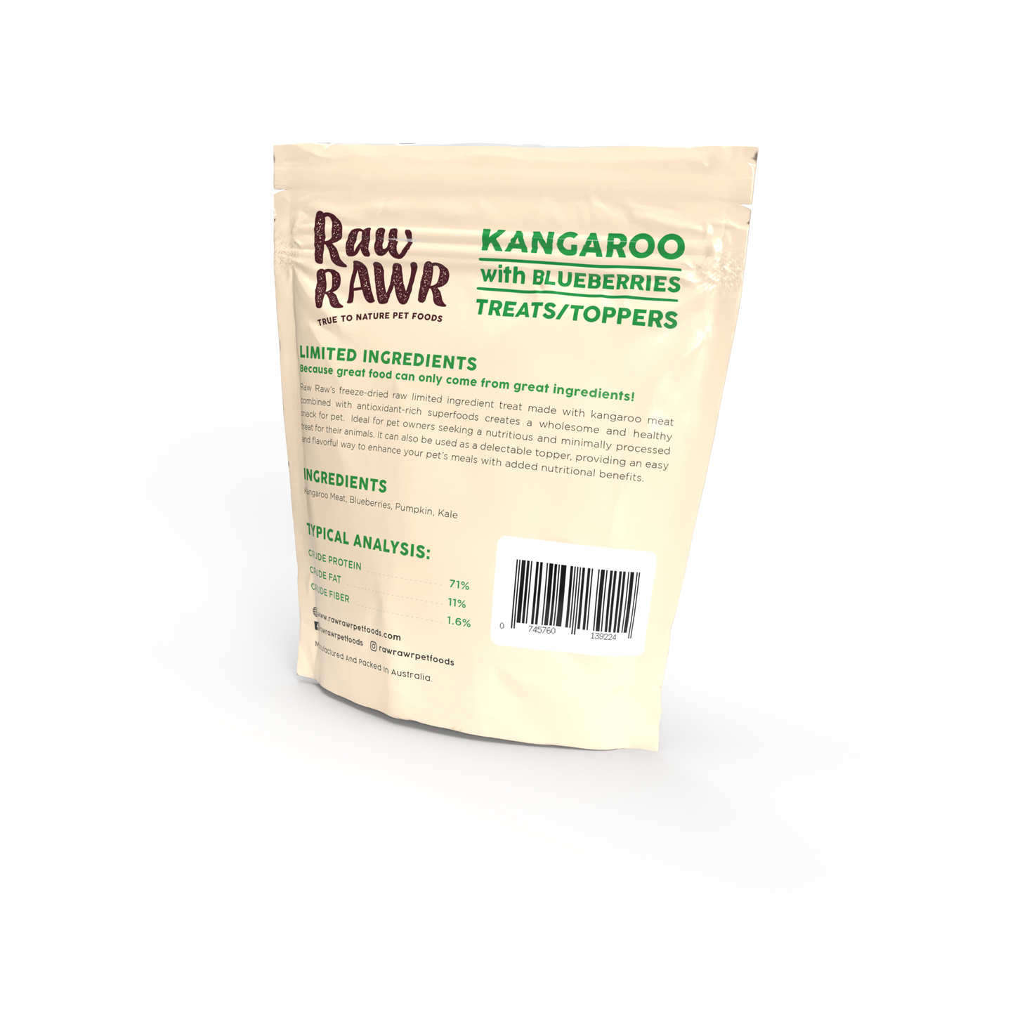 Raw Rawr Kangaroo with Blueberries Superfoods Treats