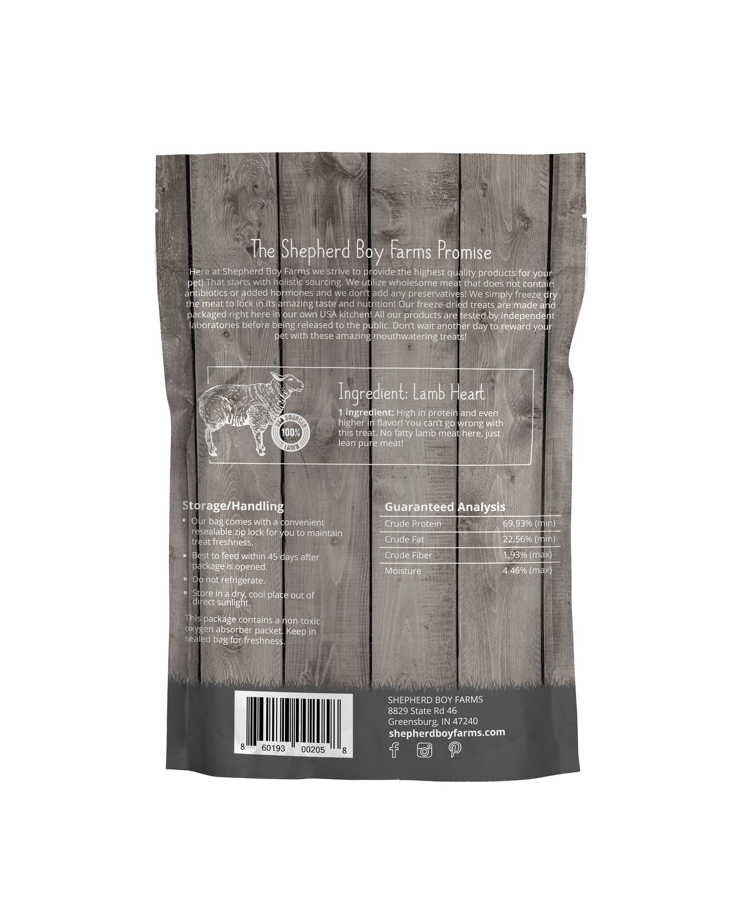 Shepherd Boy Farms Freeze Dried Lamb Hearts Treats 3oz