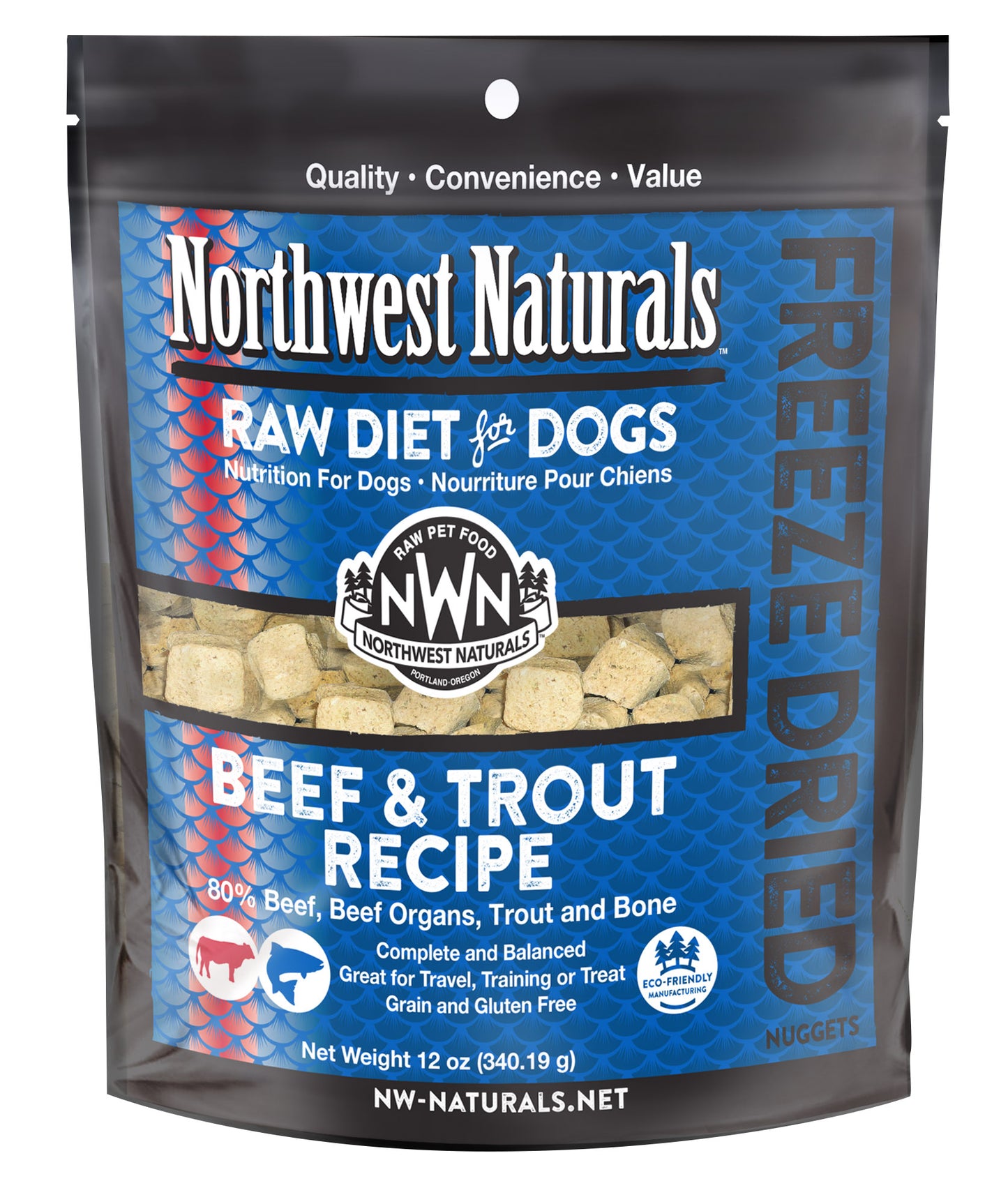 Northwest Naturals Beef & Trout Freeze Dried Nuggets 12oz