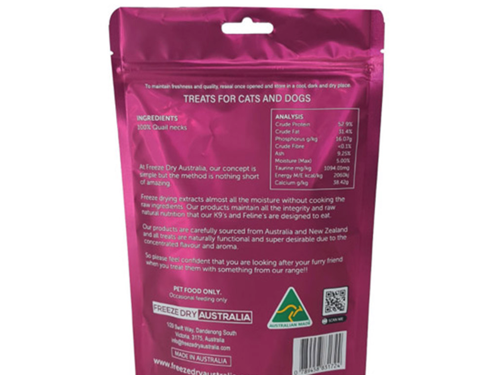 Freeze Dry Australia Freeze Dried Quail Necks Pet Treats