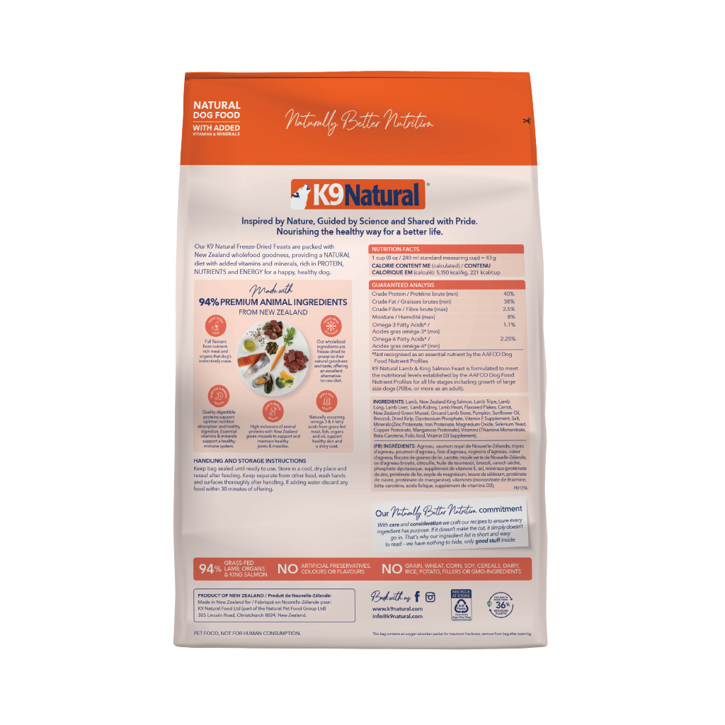 K9 Natural Freeze Dried Lamb & King Salmon Feast (1.8kg)