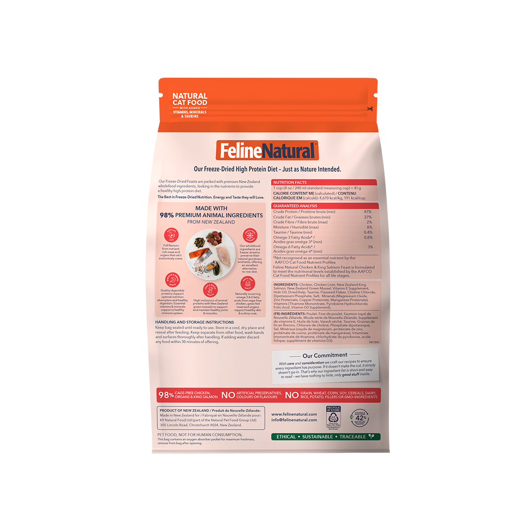 Feline Natural Chicken & King Salmon Feast Freeze-Dried Cat Food