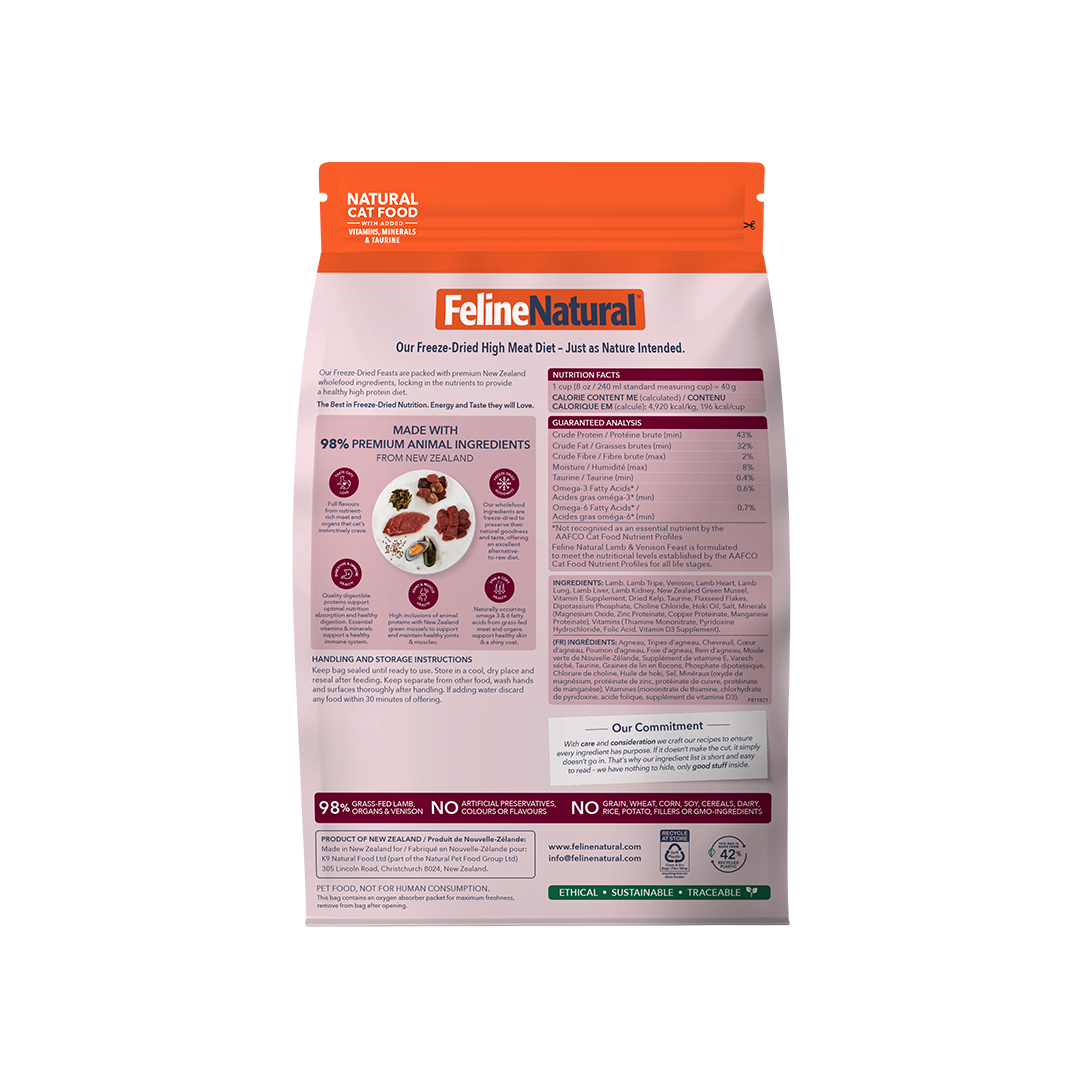 Feline Natural Lamb & Venison Feast Freeze-Dried Cat Food