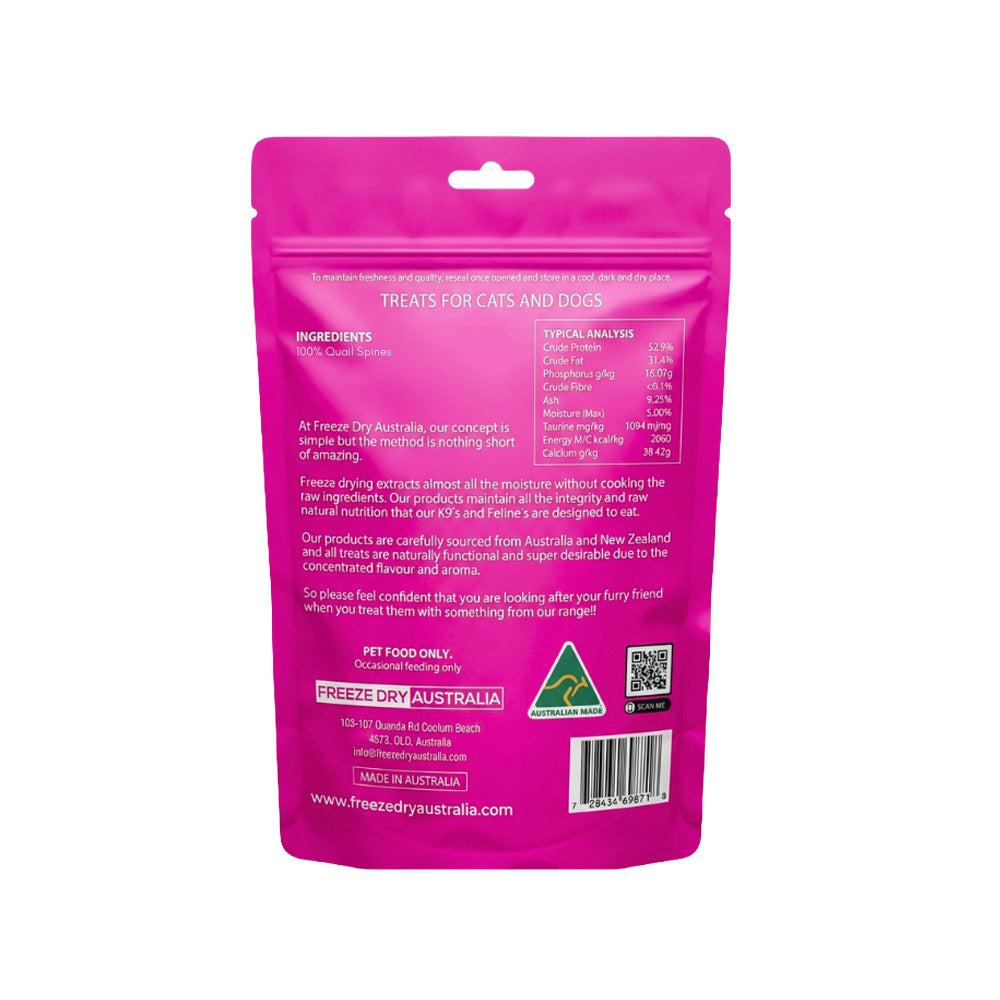 Freeze Dry Australia Quail Backs (80g)